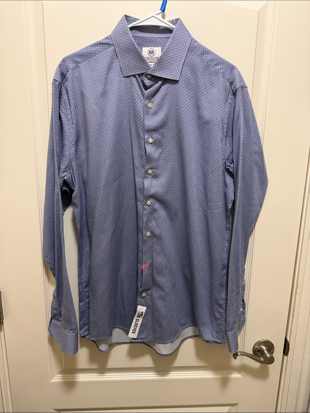 Kurt River Blue Patterned Men's Dress Shirt - Long Sleeve